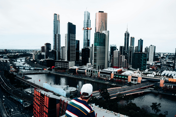 Docklands in Melbourne view from a rooftop